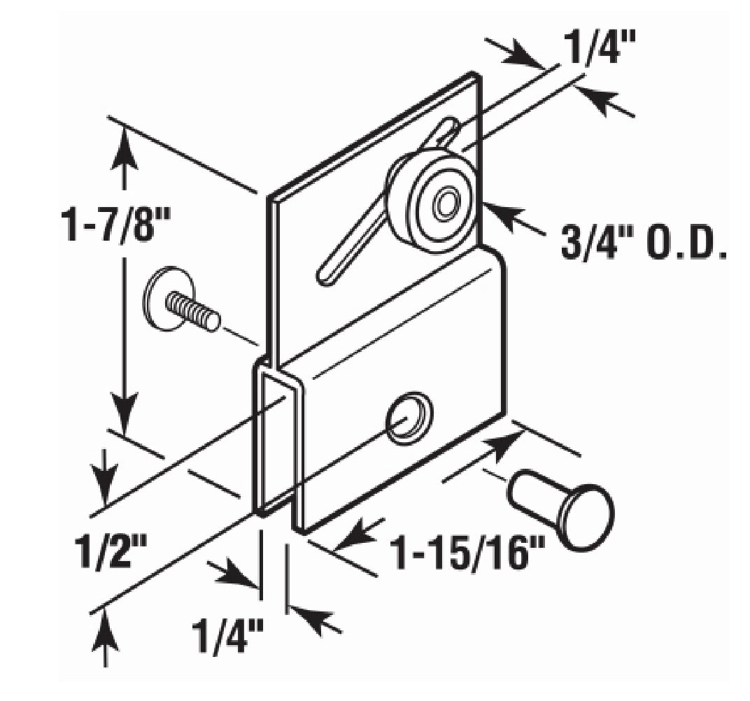 Prime Line M 6054 Frameless Shower Door Roller Assembly, 3/4 Inch