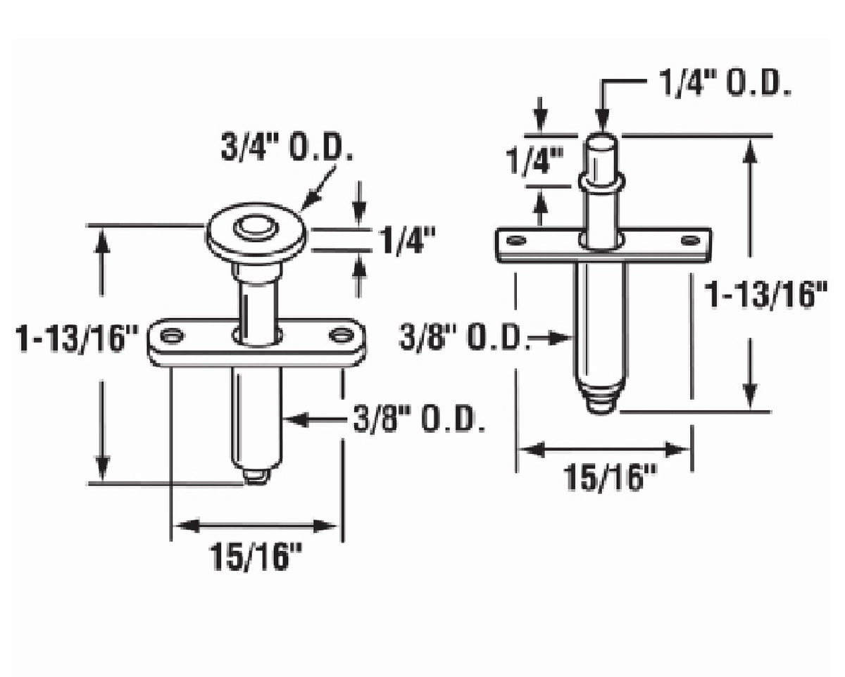 Prime-Line N 7291 Bi-Fold Door Top Pivot and Guide Wheel, 3/8 Inch