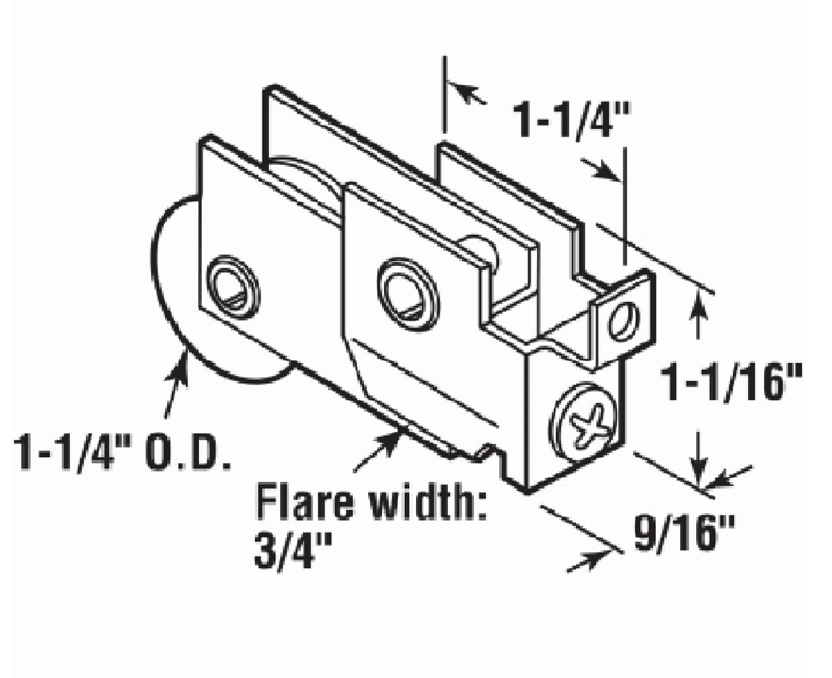 Prime Line N 6625 Mirror Door Roller, 1-1/4 Inch