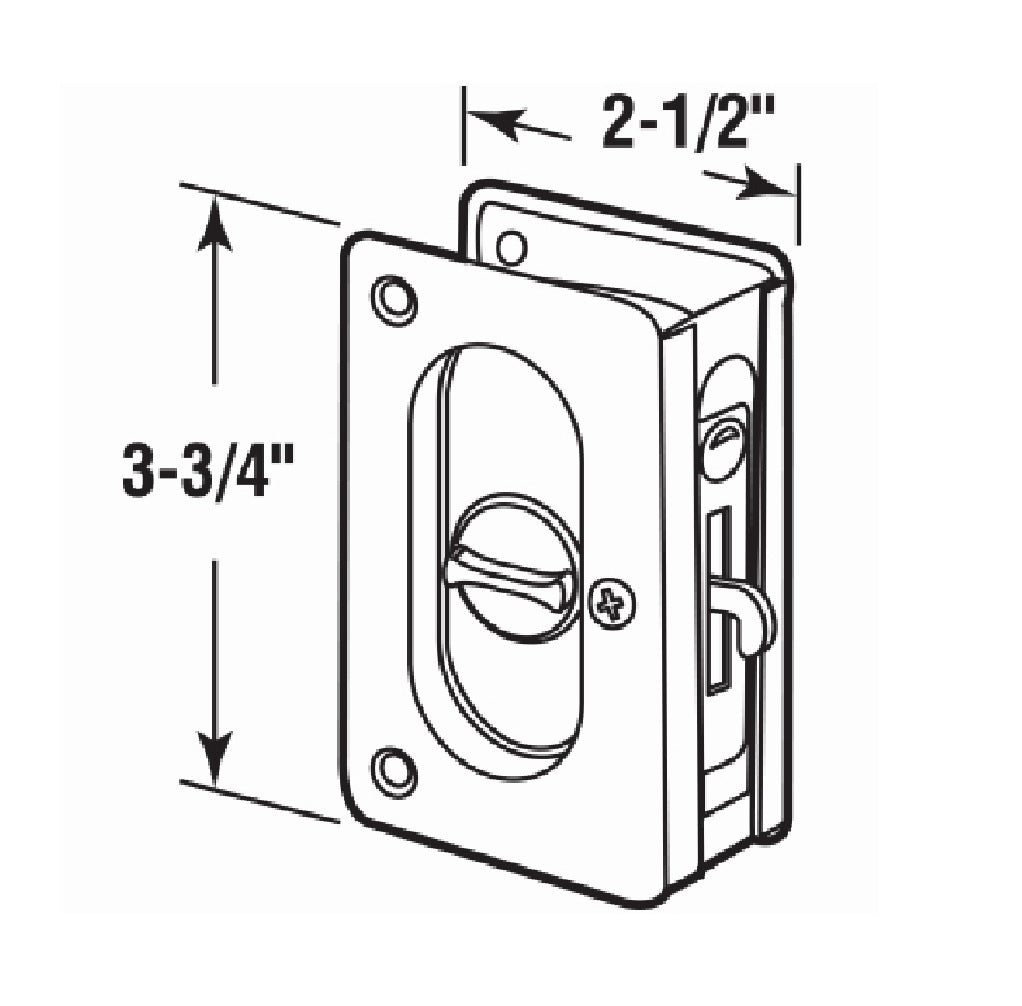 Prime-Line N 7365 Pocket Door Privacy Lock and Pull, Polished Brass