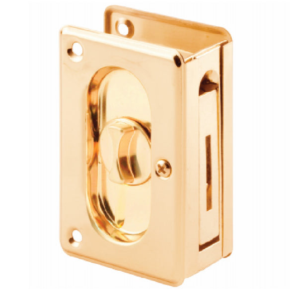Prime-Line N 7365 Pocket Door Privacy Lock and Pull, Polished Brass