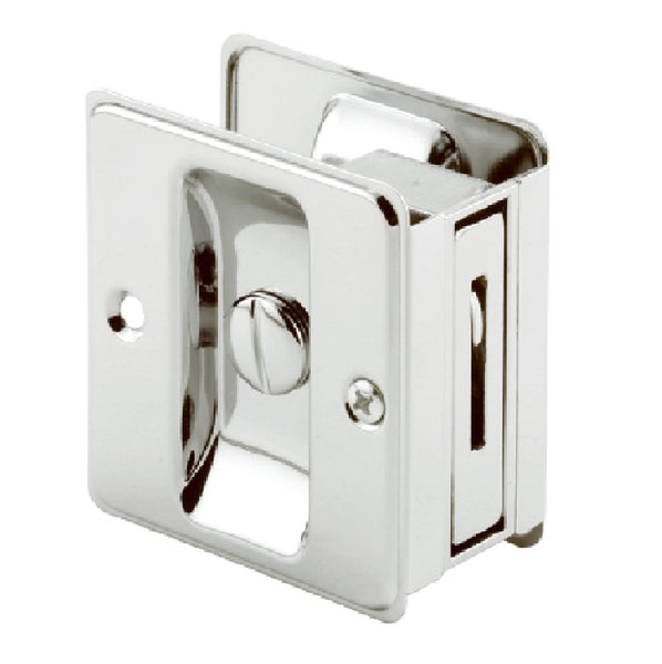 Prime-Line N 6773 Pocket Door Privacy Lock and Pull, Polished Chrome