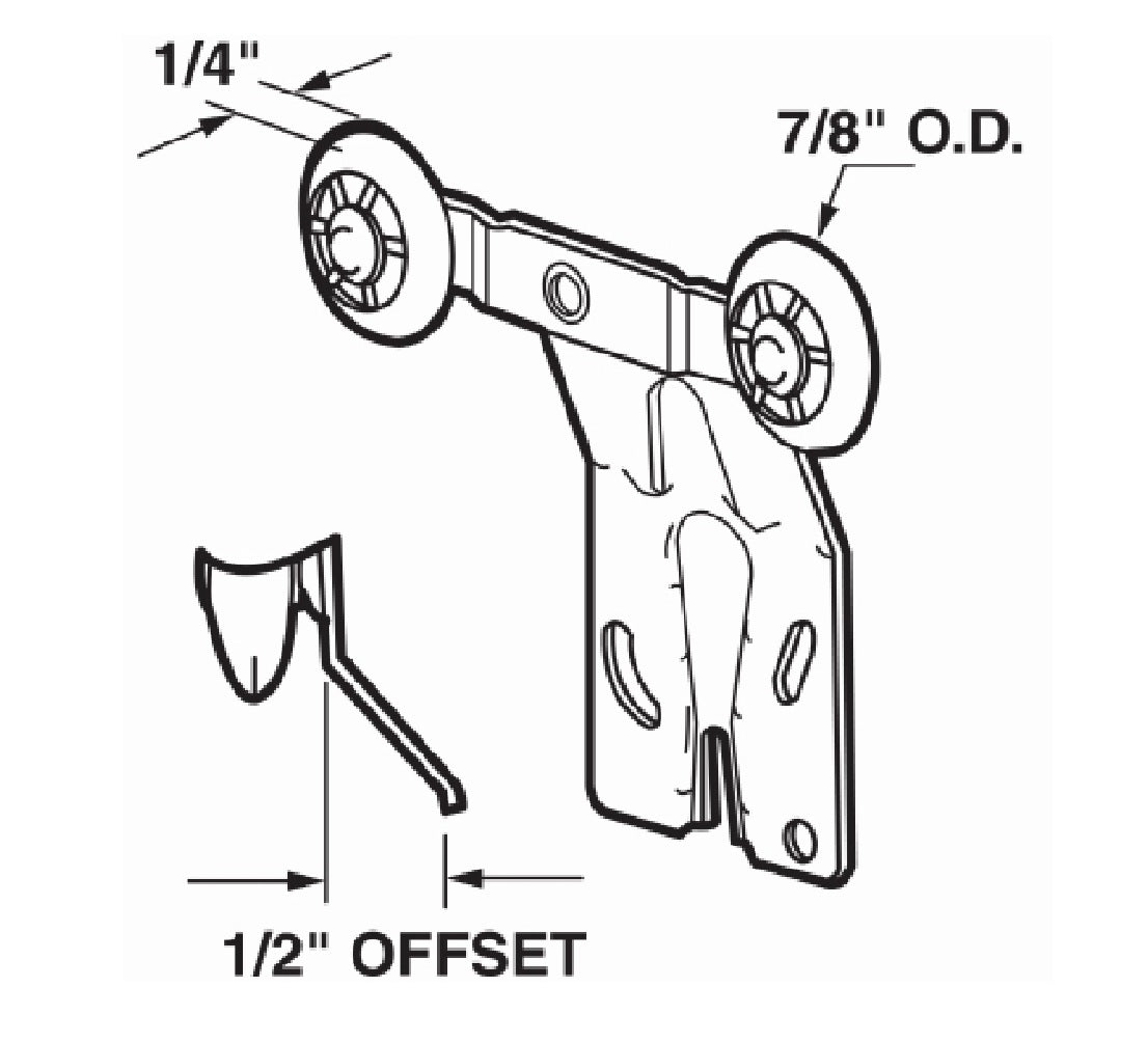 Prime Line N 6503 Rear Tandem Wardrobe Door Roller Assembly, 2-Pack