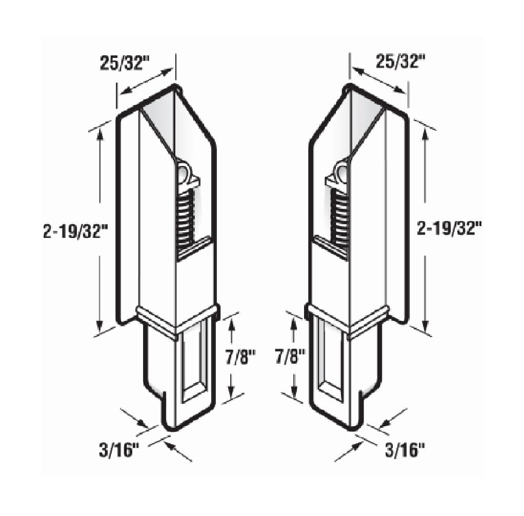 Prime Line N 6559 Sliding Panel Door Bottom Guides, White