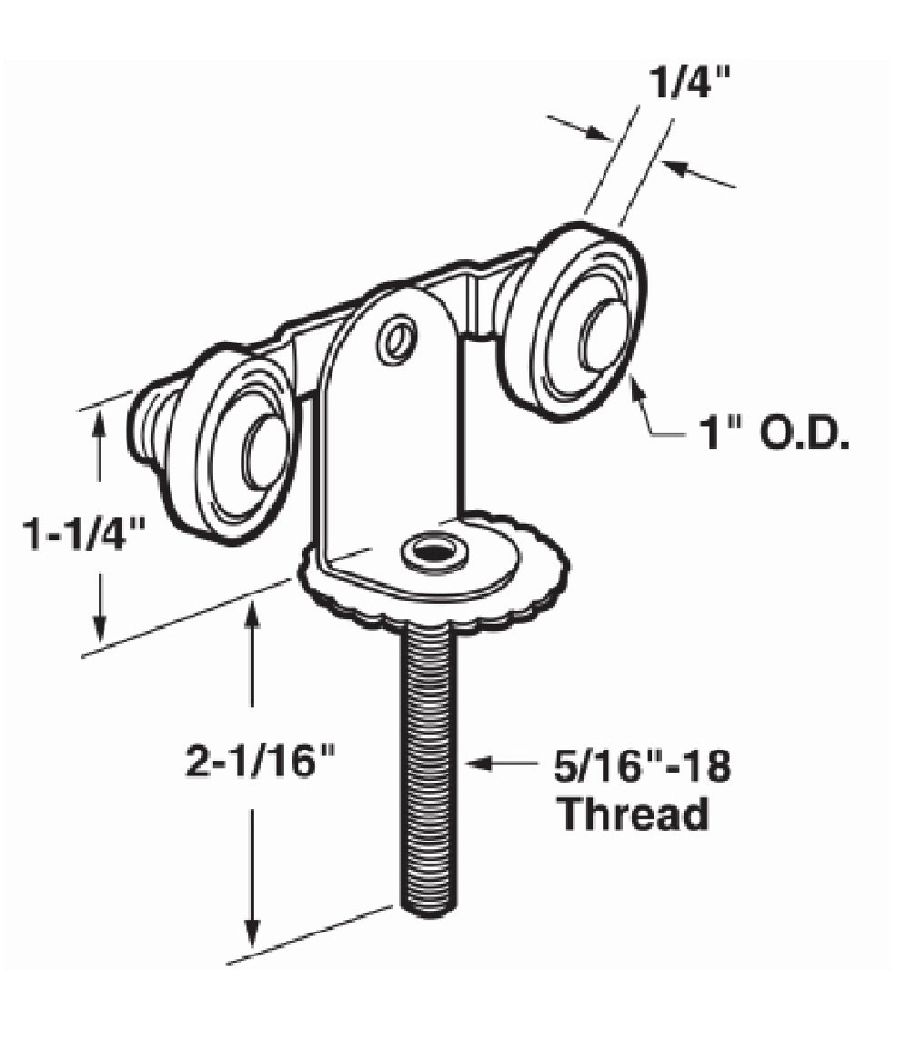 Prime Line N 6529 Top Center Mounted Tandem Roller, Plastic