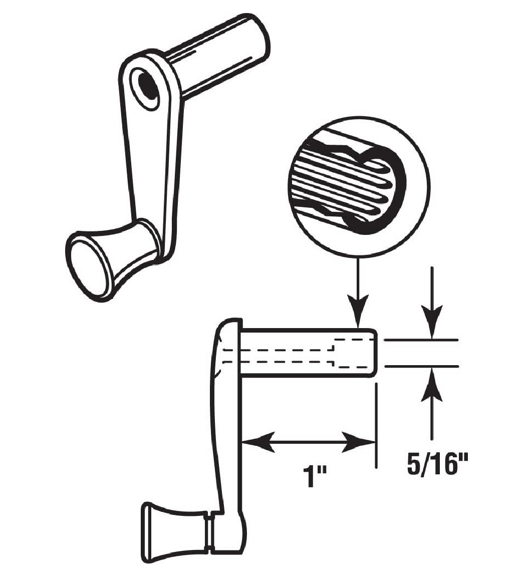 Prime-Line R 7007 RV Window Crank Handle, Diecast, Zinc