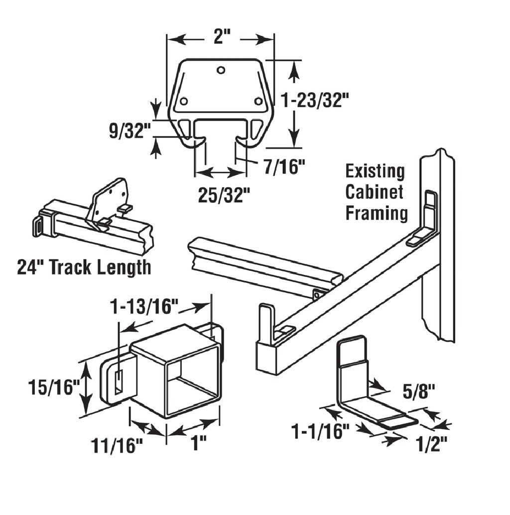 Prime Line R 7144 Wood Drawer Track Repair Set, 24 Inch