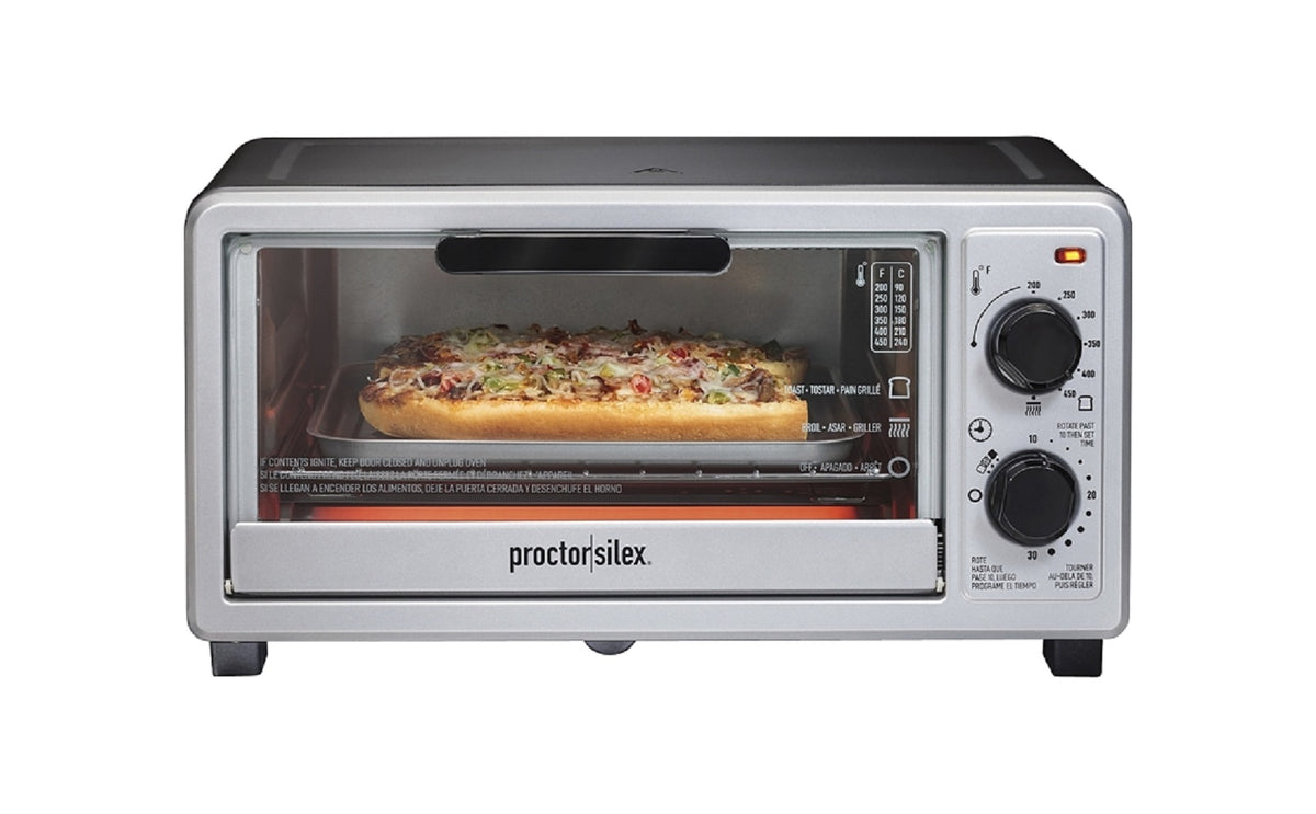 Proctor Silex 31260 Toaster Oven Broiler, 1100 Watts, Knob Control, Black