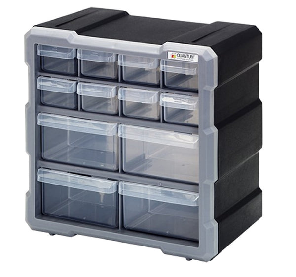 Quantum PDC-12BK Plastic Drawer Cabinet, Polypropylene