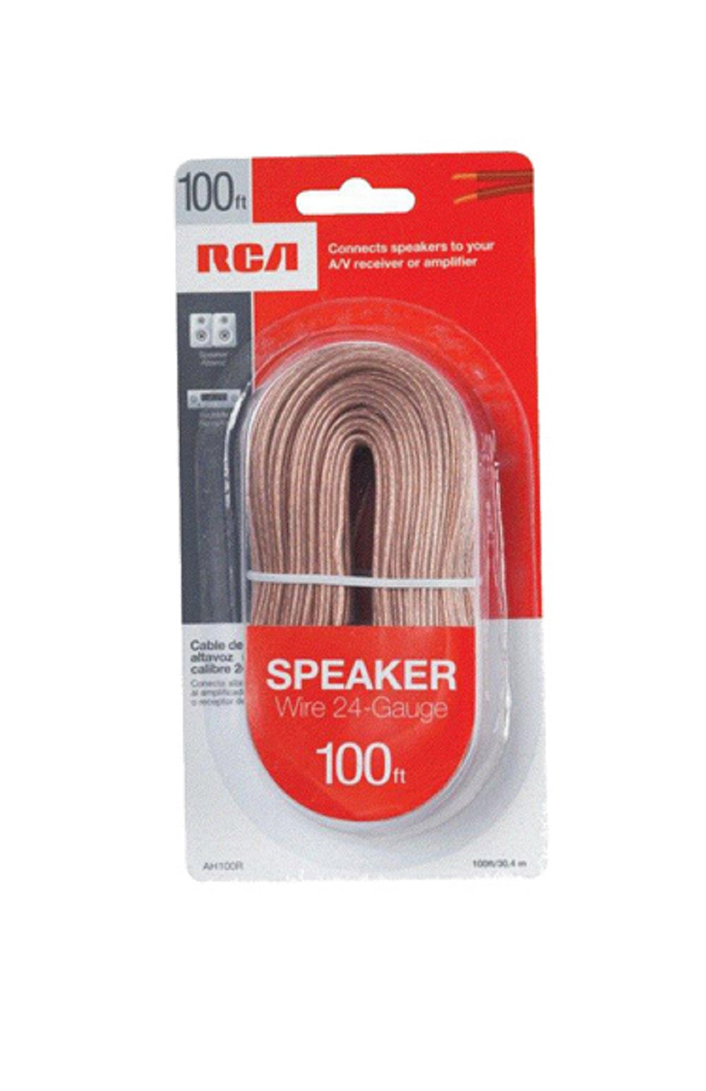 RCA AH100RV Speaker Wire, Clear, 24 Gauge, 100'