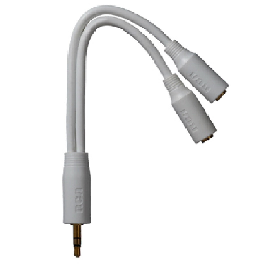 RCA JAH742V Stereo Y-Extension Cable, White, 3.5mm