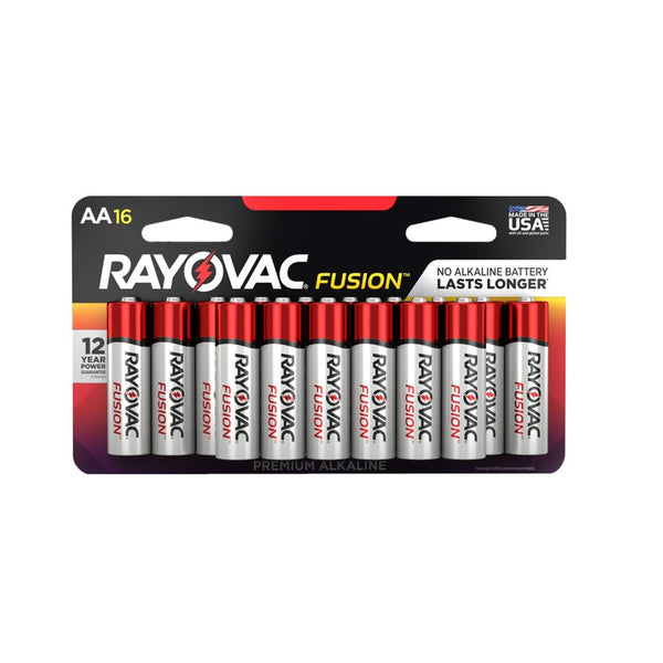 Rayovac 815-16LTFUSK FUSION AA Batteries, 1.5 Volts, 16PK