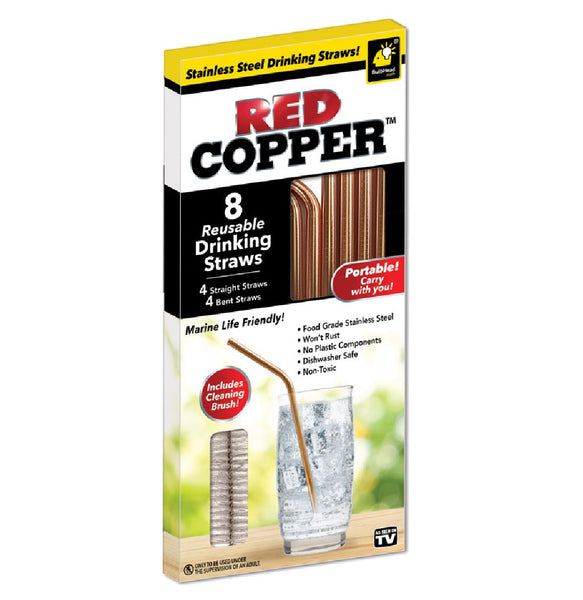 Red Copper 13941-12 As Seen On TV Reusable Straws, Copper
