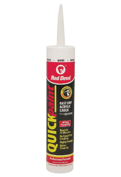 Red Devil 0946 Quickpaint Fast Dry Acrylic Caulk, White, 10.1 Oz