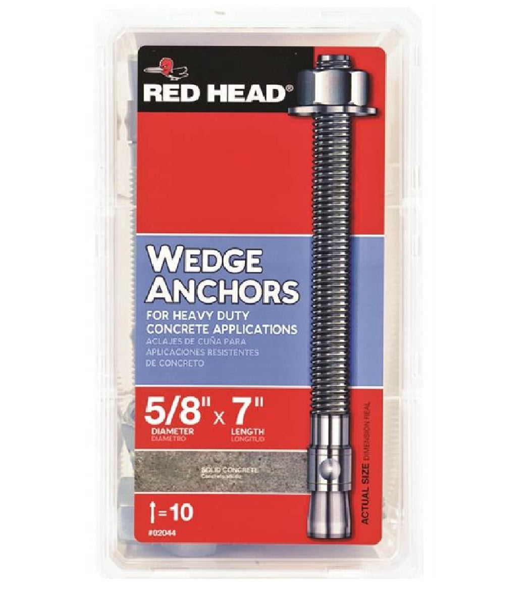 Red Head 03044 Masonry Wedge Anchors, 2-3/4 Inch x 5-1/8 Inch, 10 Piece