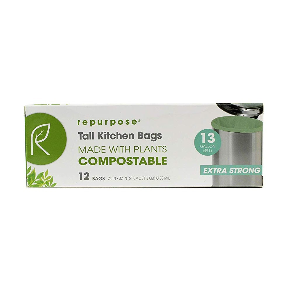 Repurpose RPR.TRS.1312.MP20 Compostable Tall Kitchen Bags, 13 Gallon