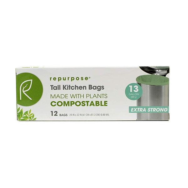 Repurpose RPR.TRS.1312.MP20 Compostable Tall Kitchen Bags, 13 Gallon