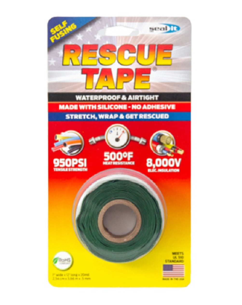 Rescue Tape RT12012BGN Silicone Repair Tape, 1 Inch x 12 Feet