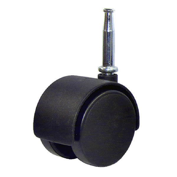 Richelieu F24432TV Dual Wheel Caster With Wood Stem, 2", Black