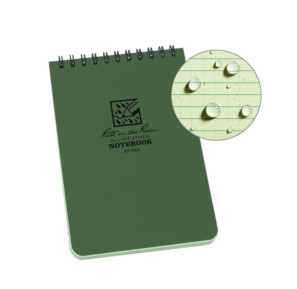 Rite in the Rain 946 Pocket Sized Notebook, Green Sheet,  50-Sheet