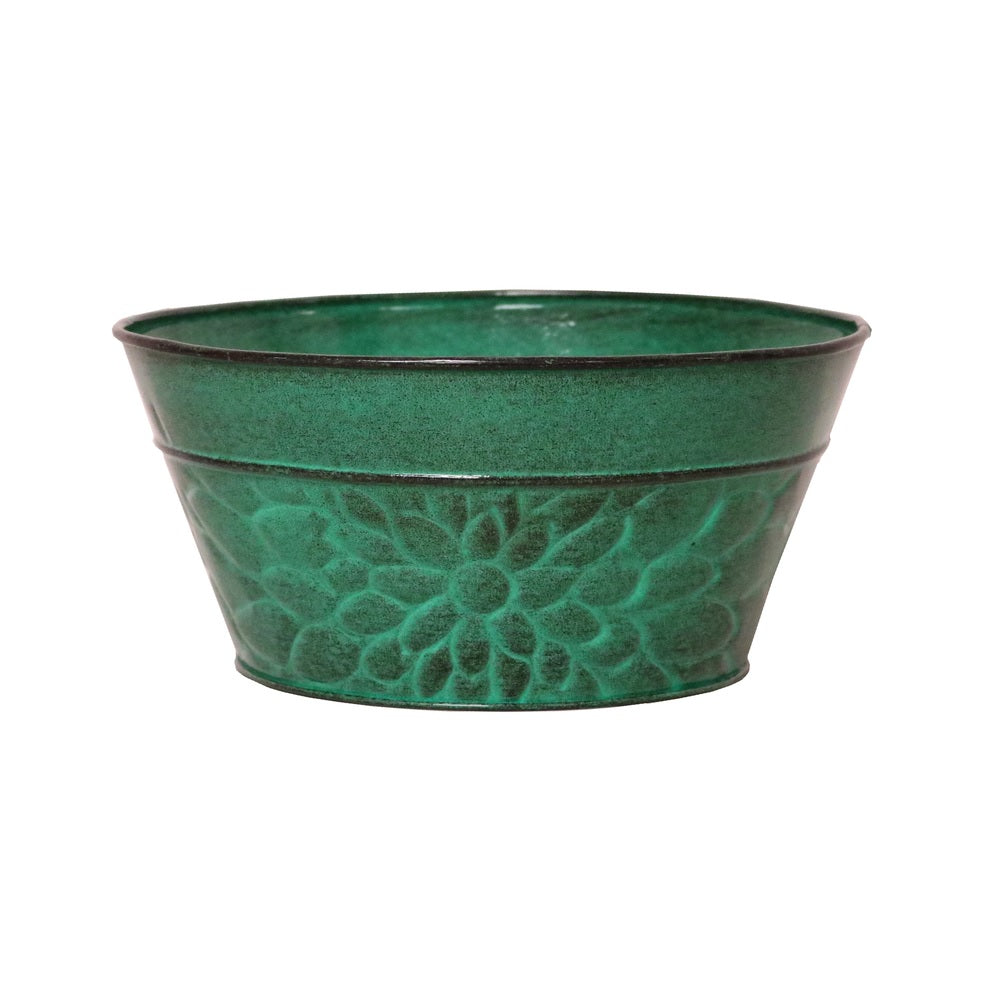 Robert Allen MPT02007 IronStone Laurel Bowl Planter, Aqua Green