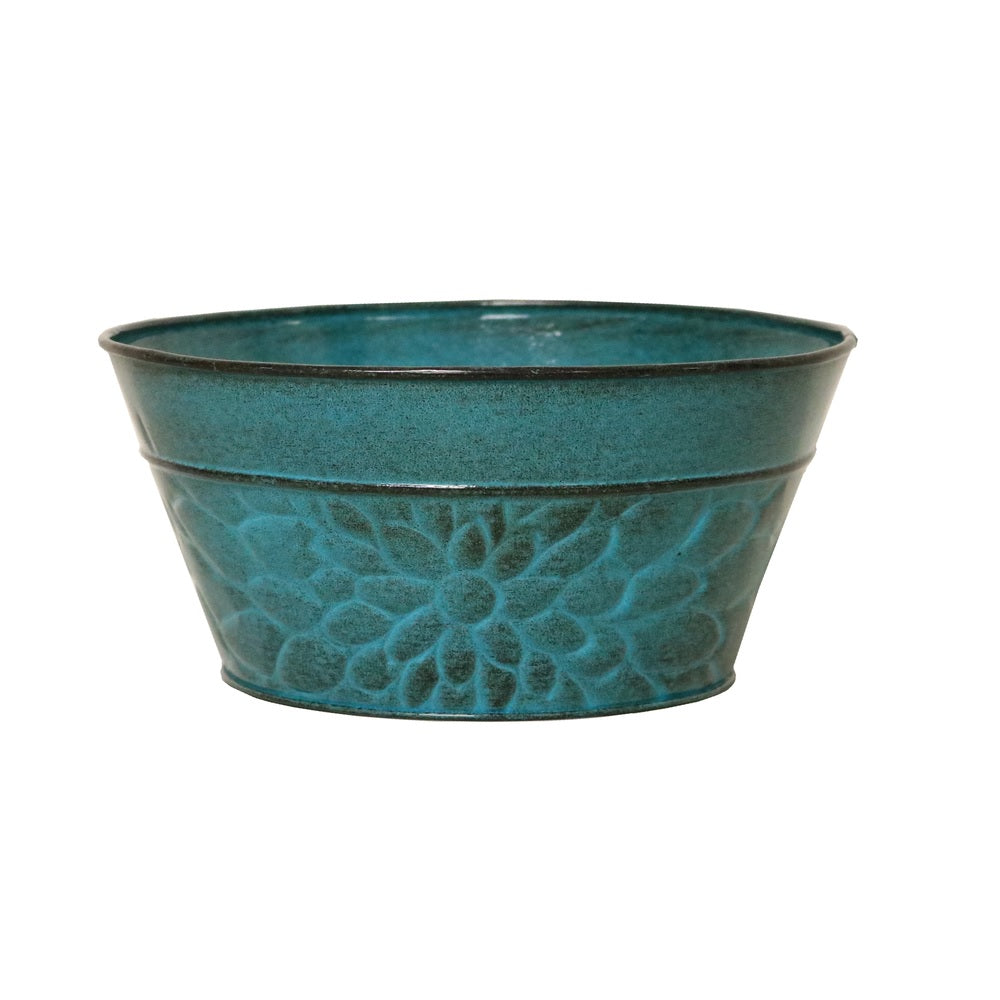 Robert Allen MPT02008 IronStone Laurel Bowl Planter, Lagoon Blue