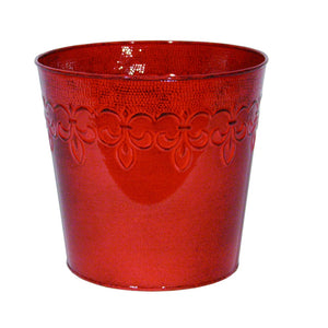 Robert Allen MPT01889 Prescott Ironstone Fleur De Lis Planter, Cayenne Red