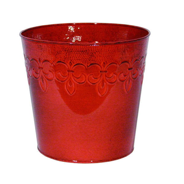 Robert Allen MPT01889 Prescott Ironstone Fleur De Lis Planter, Cayenne Red
