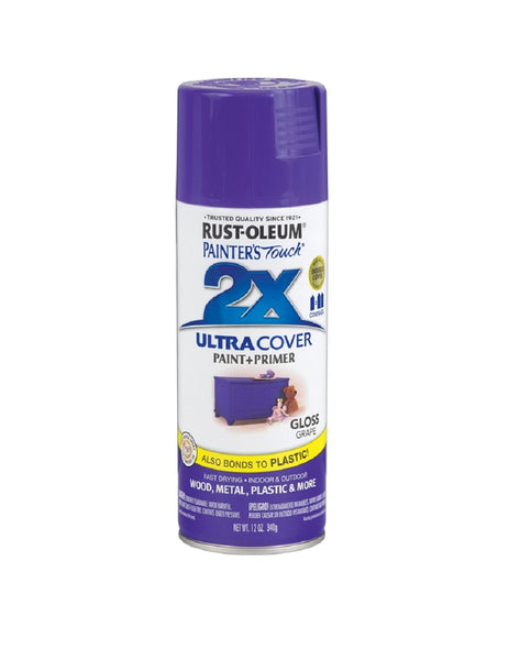 Rust-Oleum 249113 Painter's Touch 2X Ultra Cover Spray Paint, 12 Oz, Gloss, Grape