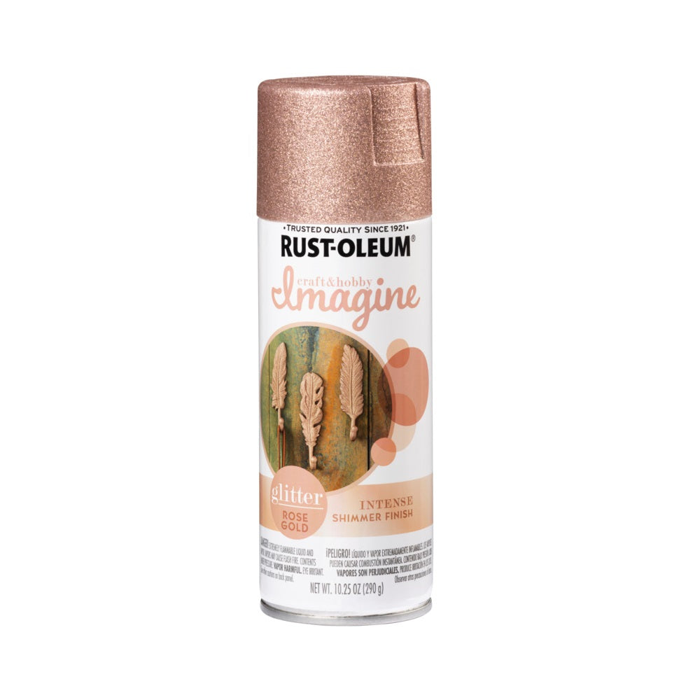 Rust-Oleum 354068 Craft & Hobby Imagine Glitter Spray Paint, Glitter Rose Gold, 10.25 Oz