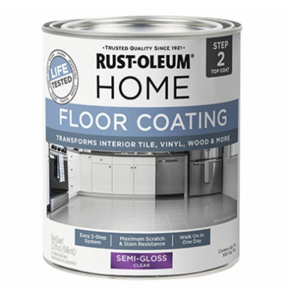 Rust-Oleum 358870 Home Water-Based Semi-Gloss Floor Paint, 1 Quart