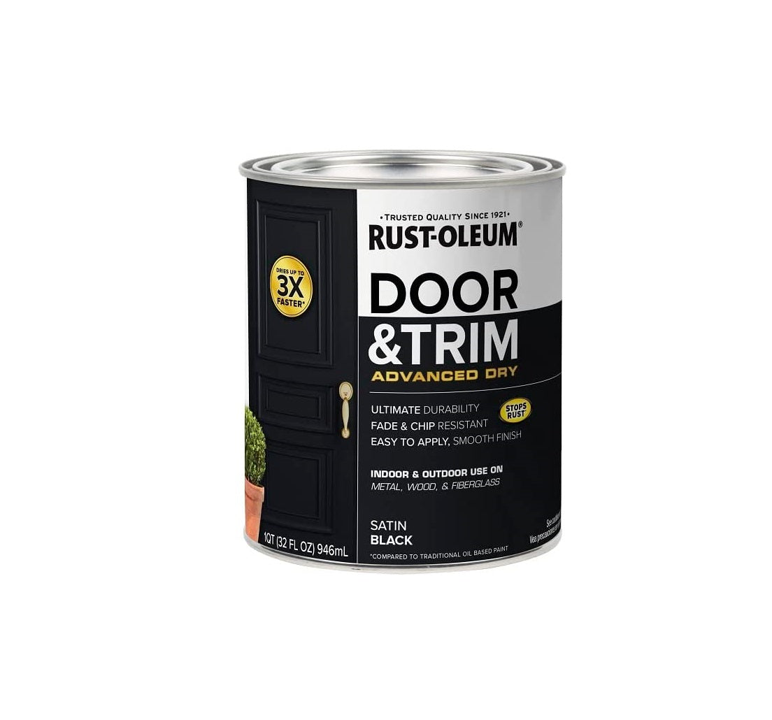 Rust-Oleum 369383 Stops Rust Door and Trim Paint, Satin Black, 1 Quart –  Toolbox Supply