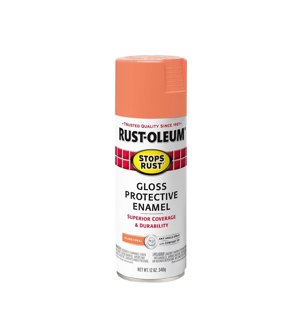 Rust-Oleum 353010 Stops Rust Protective Enamel Spray Paint, Island Coral, 12 Oz