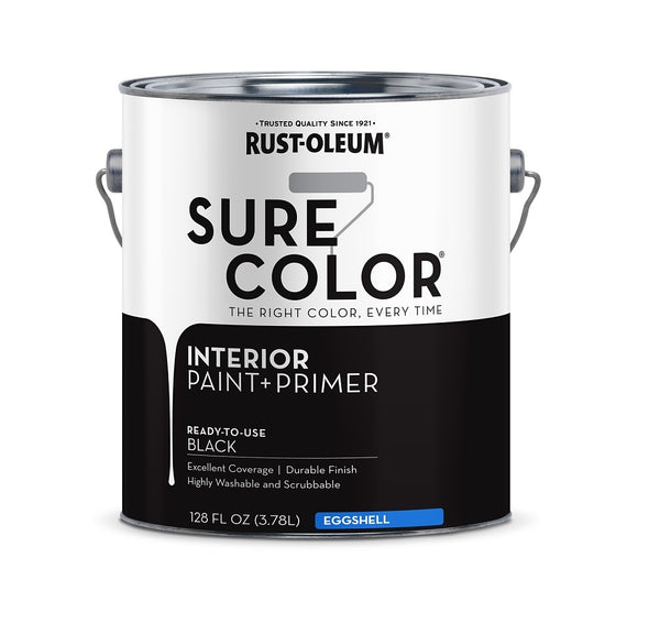 Rust-Oleum 380218 Sure Color Series Interior Paint + Primer, Black, 1 Gallon