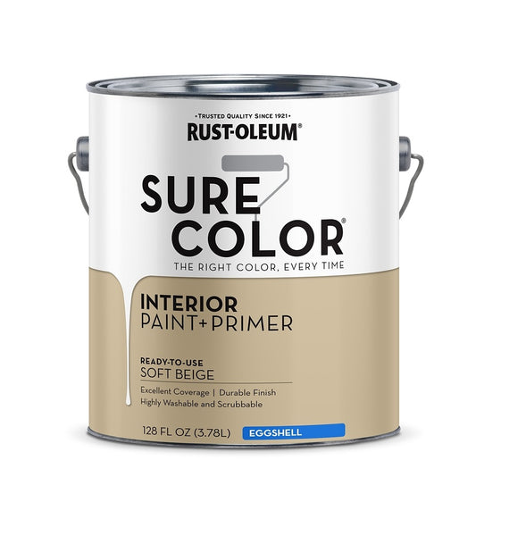 Rust-Oleum 380222 Sure Color Series Interior Paint + Primer, Soft Beige, 1 Gallon