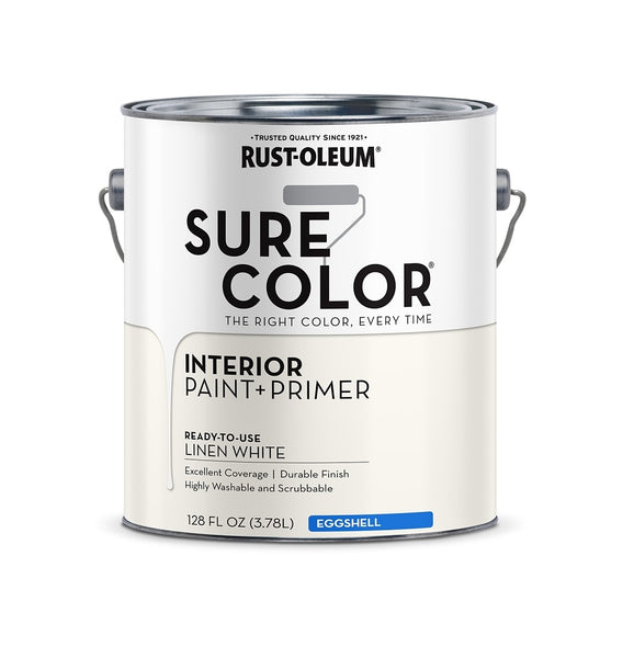 Rust-Oleum 380220 Sure Color Series Interior Paint + Primer, Linen White, 1 Gallon