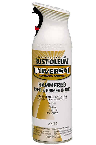 Rust-Oleum 267298 Universal All Surface Spray, White Hammered, 12 Oz