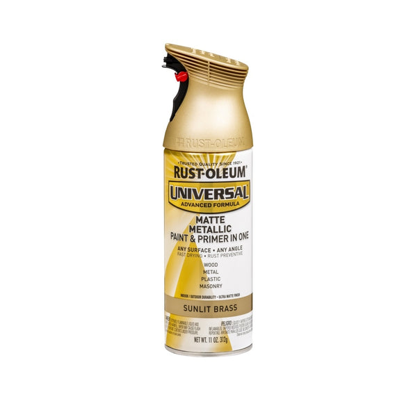 Rust-Oleum 353093 Universal  Matte Metallic Spray Paint, Sunlit Brass, 11 Oz