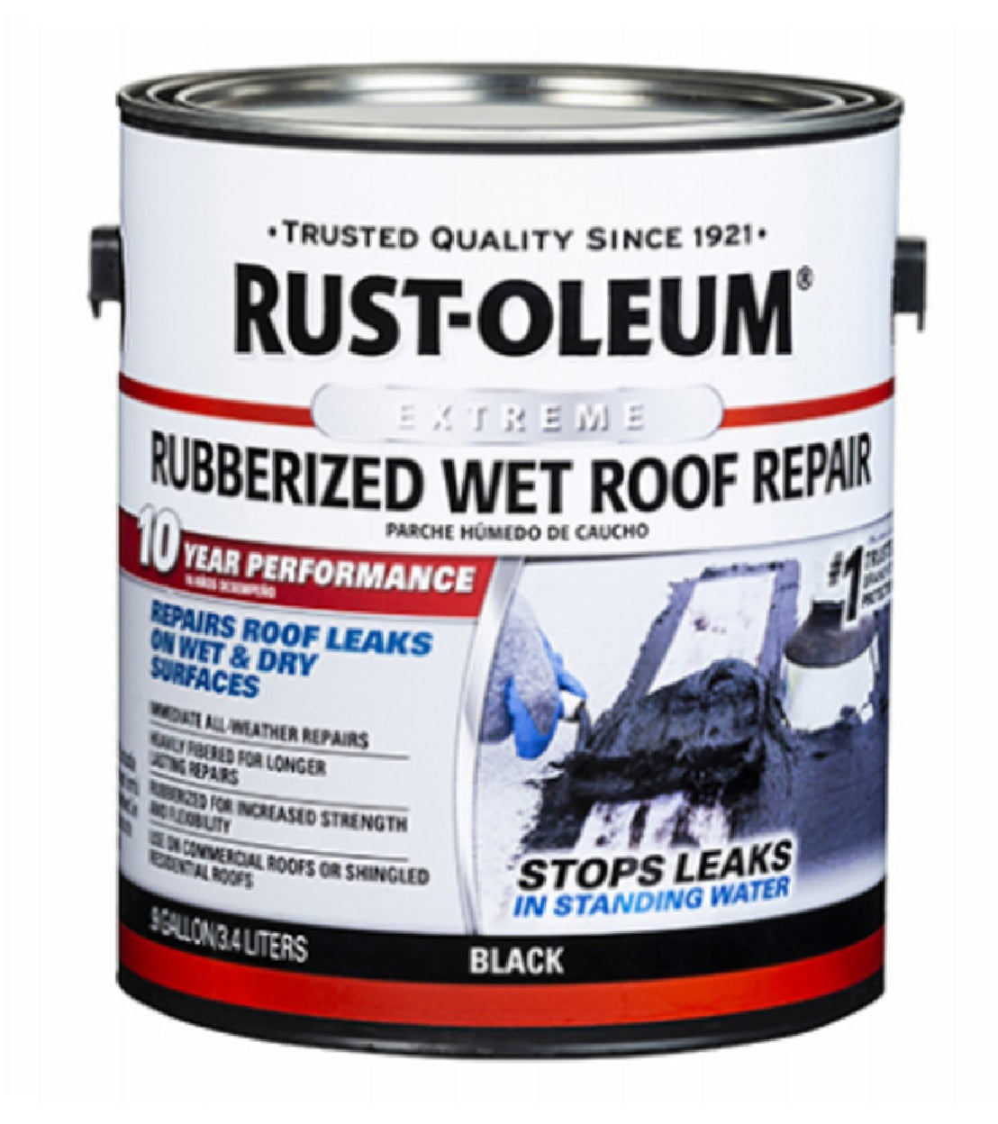 Rust-Oleum 351237 Wet Roof Leak Stop Cement Patch, Black, Gallon