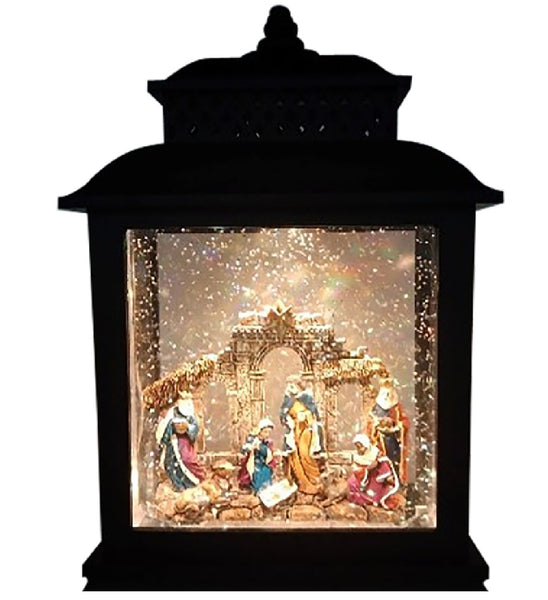 Santas Forest 92705 Christmas Acrylic Lantern with Bethlehem, Black