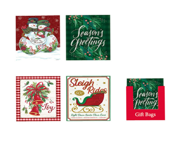 Santas Forest 69543 Christmas Bag Square Kraft Paper Large, Paper