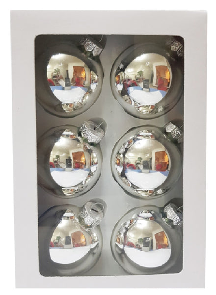 Santas Forest 99507 Christmas Ball Ornament, Shiny Silver, 66Mm