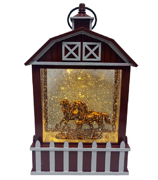 Santas Forest 21505 Christmas Barn With Scene, 11 Inch