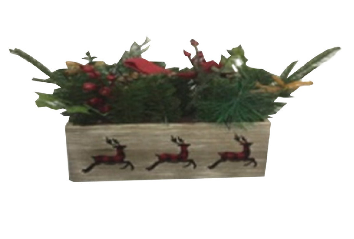 Santas Forest 23601 Christmas Decorated Wooden Box /Die Cut Deer