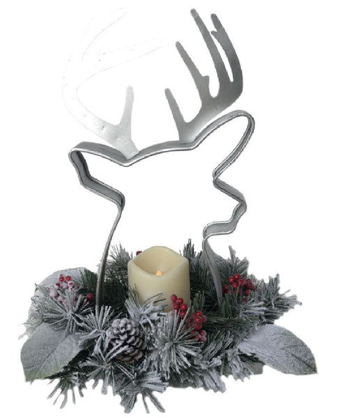 Santas Forest 23607 Christmas Deer Galvanized Metal w/Candle
