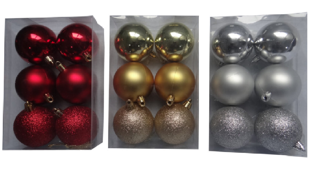 Santas Forest 99607 Christmas Ornament Balls, Gold/Silver/ Red