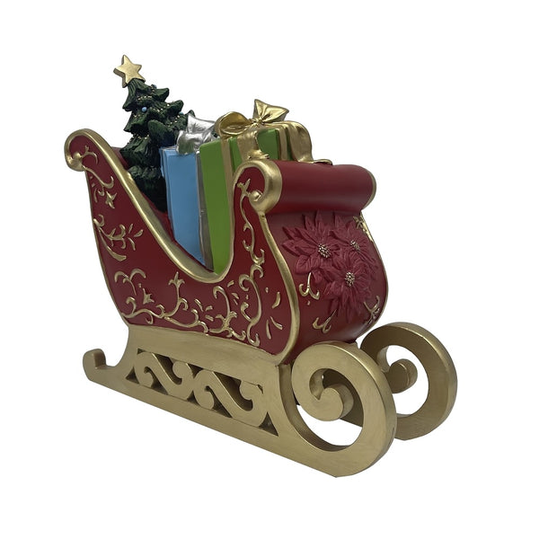 Santas Forest 89820 Christmas Sled with Tree & Gifts, Polyresin