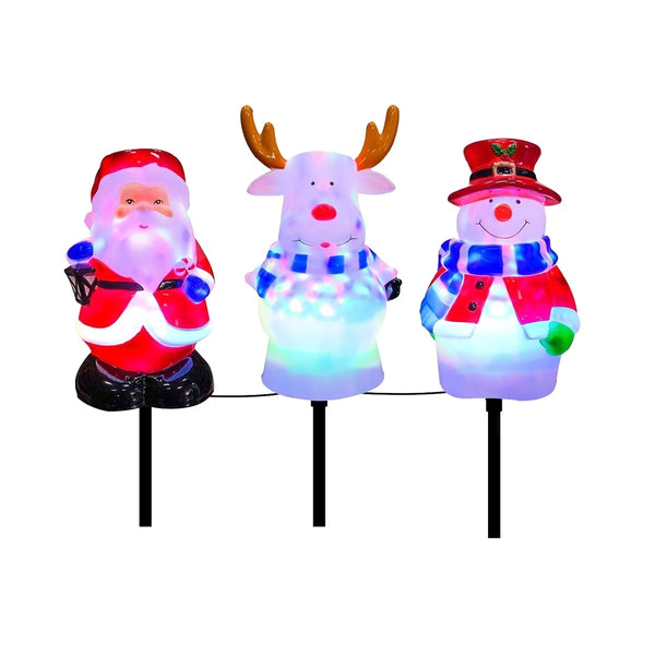 Santas Forest 92706 Christmas Snowman/Santa/Moose Stake Set, Multi-Color