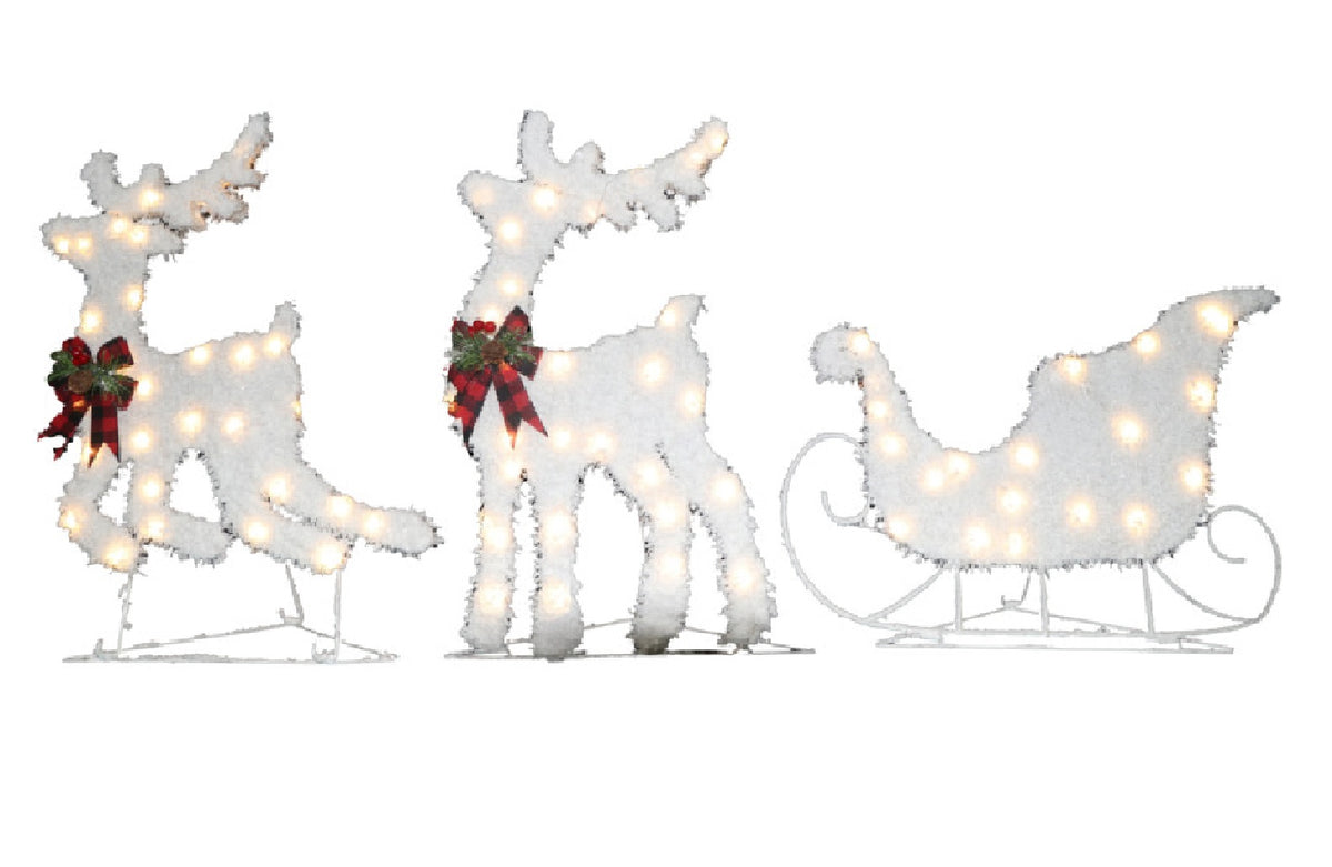 Santas Forest 56601 Christmas Tinsel Deer and Sleigh Set