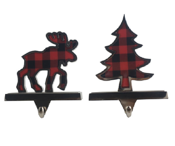 Santas Forest 22517 Christmas Tree Plaid Moose Stocking Holders